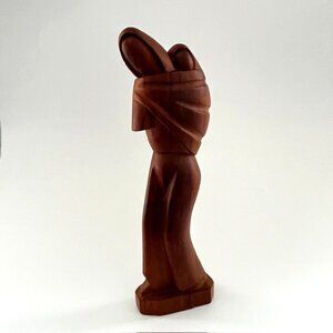 Vintage Carved Wooden Figure Madonna Mother and Child Ecuador 70s